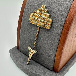 Vintage 1920s Art Deco Jabot Pin with Colored Rhinestones